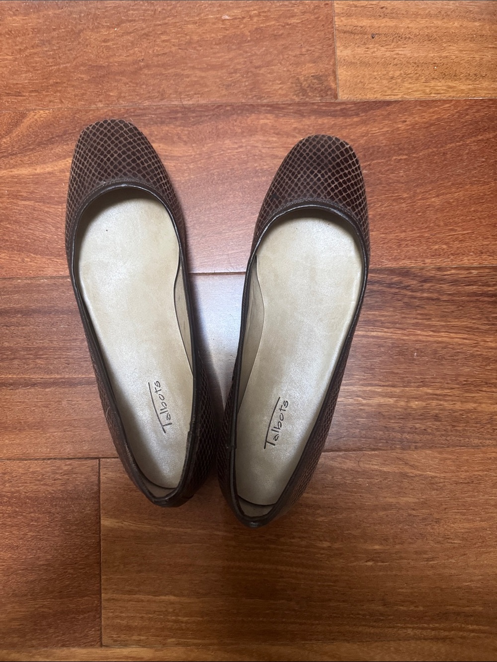Talbots Dark Brown Textured Leather Ballet Flats